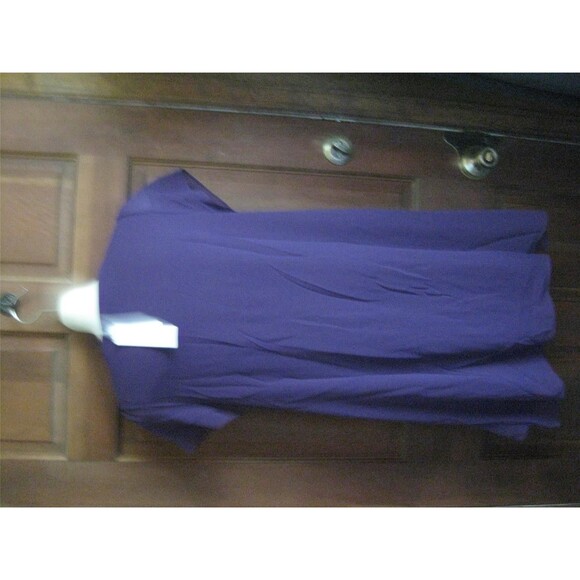 Purple Color Elegant Scoop Neck Short Sleeve Chiffon Dress-Legging Long Top - Picture 3 of 3